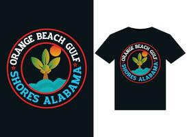 naranja playa Golfo costas Alabama ilustraciones para listo para imprimir camisetas diseño vector