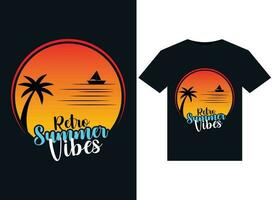 Retro Summer Vibes illustrations for print-ready T-Shirts design. vector