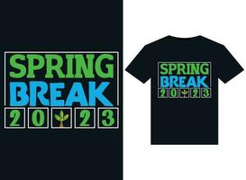 Spring Break 2023 illustrations for print-ready T-Shirts design vector