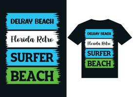 Delray playa Florida retro tablista playa ilustraciones para listo para imprimir camisetas diseño vector