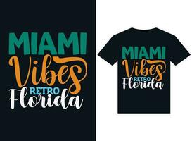 Miami Vibes Retro Florida illustrations for print-ready T-Shirts design vector
