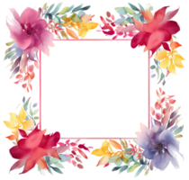 Watercolor floral frame. Illustration AI Generative png