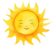 Cute watercolor sun. Illustration AI Generative png