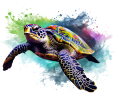 pintado mar tartaruga. ilustração ai generativo png