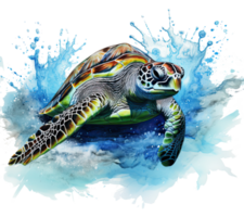 geschilderd zee schildpad. illustratie ai generatief png