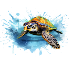Painted sea turtle. Illustration AI Generative png