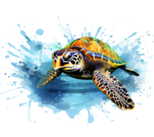 pintado mar tortuga. ilustración ai generativo png