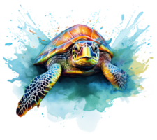 Painted sea turtle. Illustration AI Generative png