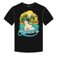 Summer t-shirt design and typography vector