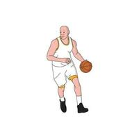 a male basketball player is playing basketball vector