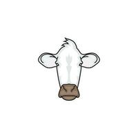 simple white cow head drawing vector