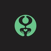 logo of a person looking after their baby in a modern, simple and elegant way vector