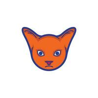 gato cabeza mascota con un agudo mirar fijamente en naranja vector