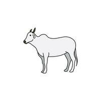 picture of a horned cow is white and simple vector