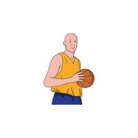 a male basketball player holding the ball vector