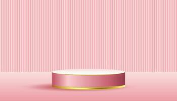 White pink 3d pedestal background for cosmetic product presentation vector