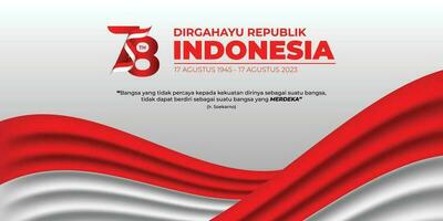 Independence Day Indonesia With Indonesian Wavy Flag vector