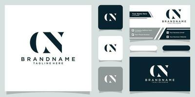 Abstract creative letter CN logo design vector with business card design Premium Vector