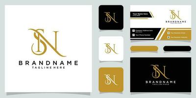 Initial Letter NS logo design template, creative initial SN symbol with business card design Premium Vector