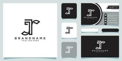 JR Letter Logo Design Template Vector with business card design Premium Vector