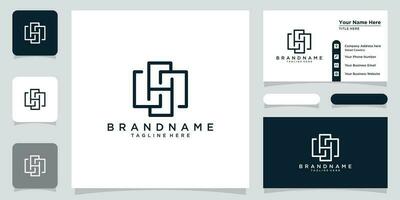 Initial Letter H Monogram Icon Logo vector with business card design Premium Vector