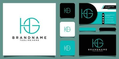 Initial Letter HG or GH Logo Design Vector Template with business card design Premium Vector