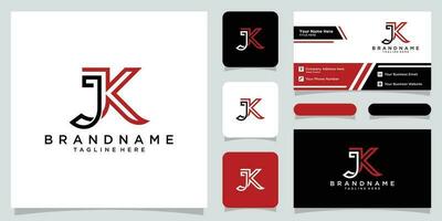 Alphabet letters Initials Monogram logo JK or KJ with business card design Premium Vector