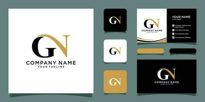 alfabeto letras iniciales monograma logo gn o ng, sol y norte con negocio tarjeta diseño prima vector