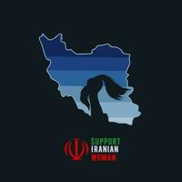ilustración vector de apoyo iraní mujer, mano sostener cabello,