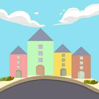 city building houses and sky background real estate cute town concept. vector