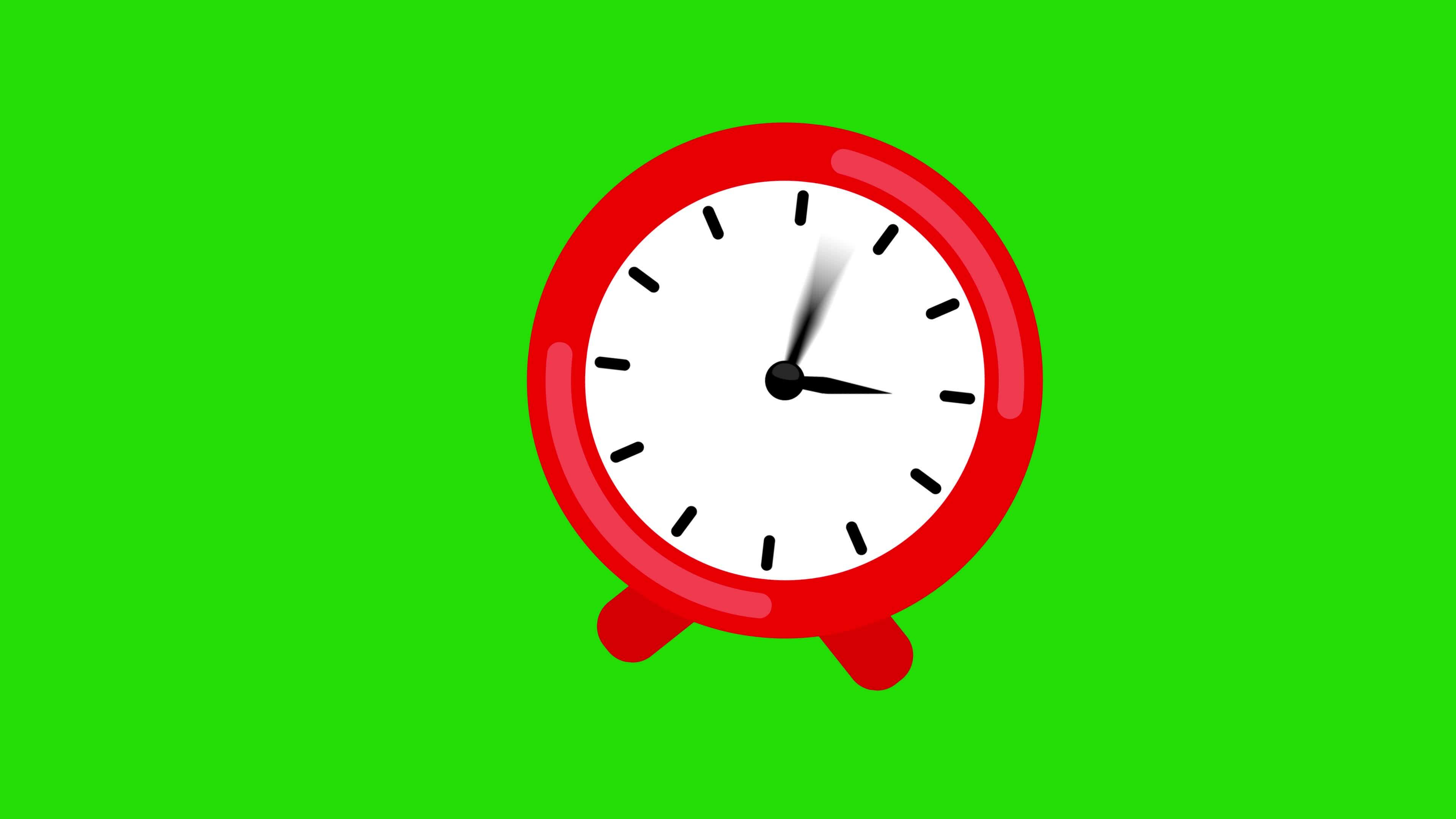 Time Lapse Cartoon Clock Animation Icon on Green Background 25400997