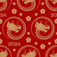 Seamless pattern with Asian elements for happy Chinese new year of the Dragon 2024 vector