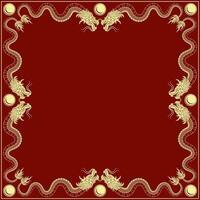 Chinese frame with oriental Asian elements on color background vector