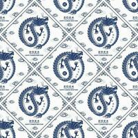 Seamless pattern with Asian elements for happy Chinese new year of the Dragon 2024 vector
