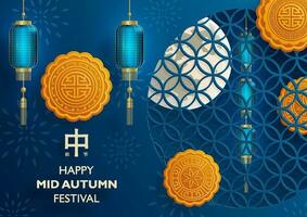 Chinese Mid Autumn Festival on color background vector