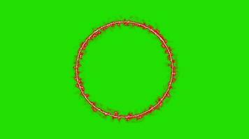 Simple Burning Energy Glowing Circle Frame on Green Background video