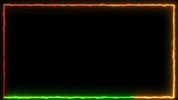 looping elettrico colorato raggiante rettangolo telaio su nero sfondo video
