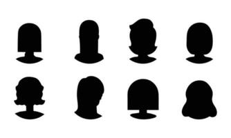 Women silhouette face avatar icon illustration set vector