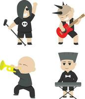 cute rock band member set illustration vector