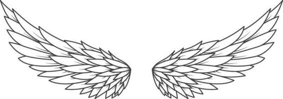 pair of wings in line art design vector