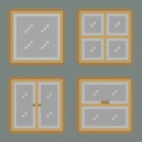 design set of a window in pixel art vector