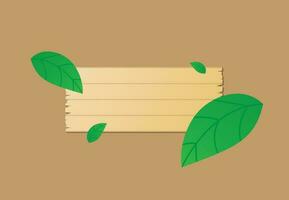 design a wooden plank with flying leaves vector