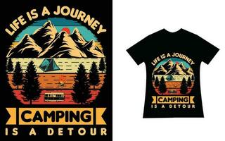 life is a journey camping is a detour quote T shirt design template vector