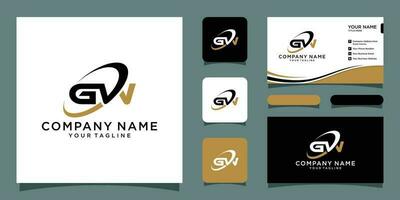 Initial Letter GW or WG Logo Template Design with business card design Premium Vector