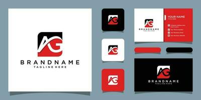 Initial AG logo design with business card design Premium Vector