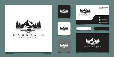 Real estate house mountain logo template with business card design Premium Vector