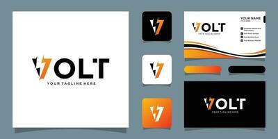 Volt power logo design with business card design Premium Vector