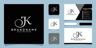 Alphabet letters Initials Monogram logo JK or KJ, with business card design Premium Vector