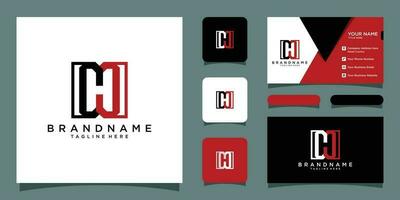 Initial Letter CH or HC Logo Design with business card design Premium Vector