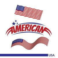 Set of USA flag and American logo vector